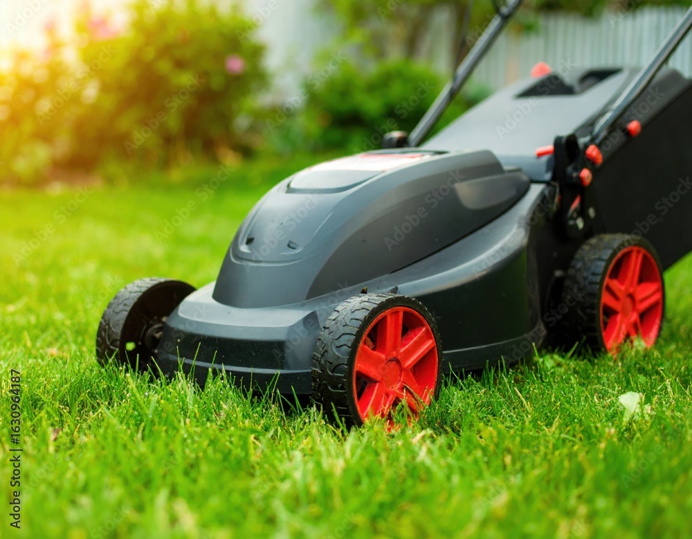 Fototapeta premium a lawn mower in the yard.