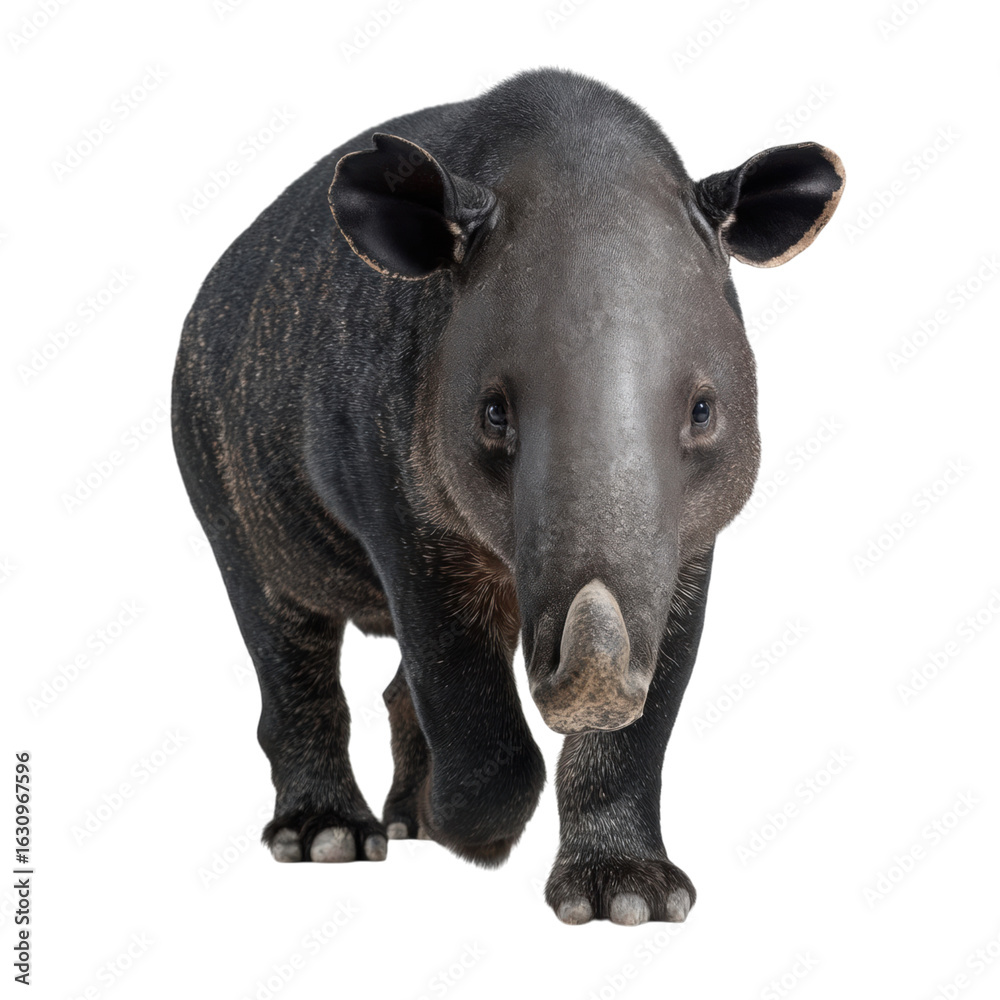 Fototapeta premium Realistic Illustration of a Walking Tapir on a Transparent Background