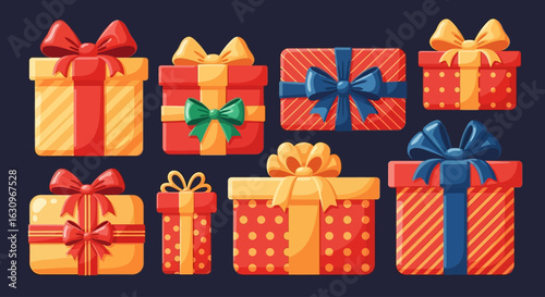 Celebrate joyfully with these vibrant, beautifully wrapped gift boxes ready for any occasion.