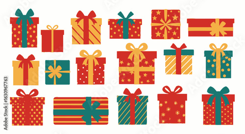 Celebrate joyous occasions with vibrant, beautifully wrapped gift boxes adorned with festive ribbons