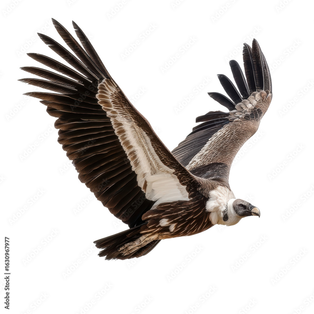 Obraz premium Majestic Vulture in Flight with Wings Fully Spread Against Sky