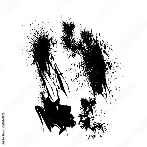 Vector Dynamic brushstroke splatters create an abstract ink texture.