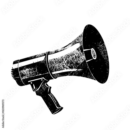 Vector Vintage megaphone with textured details.