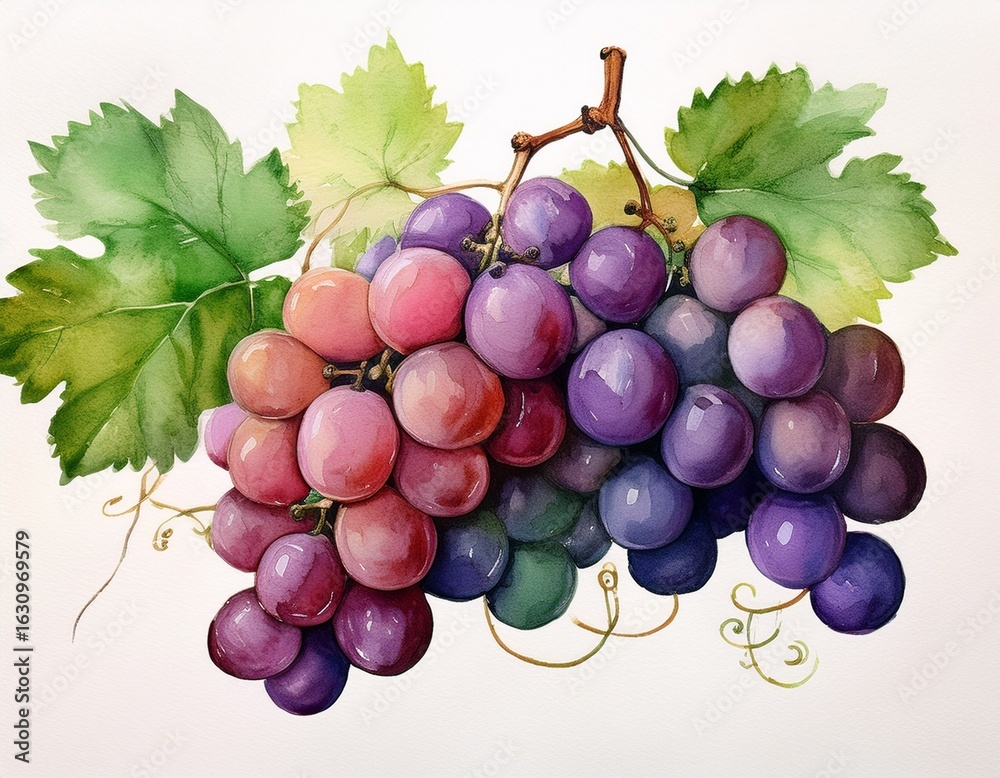 Fototapeta premium watercolor of grapes on white background ai
