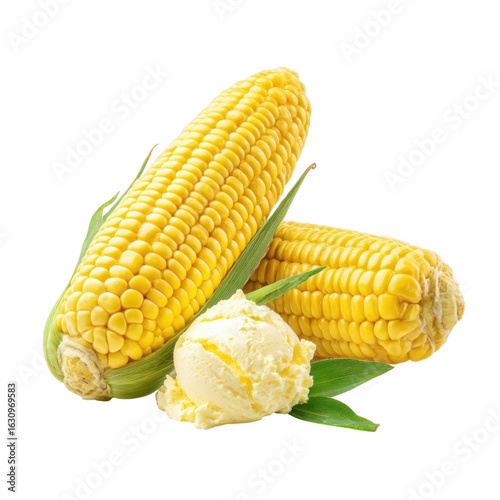 Fresh Yellow Corn on the Cob with Creamy Butter Scoop