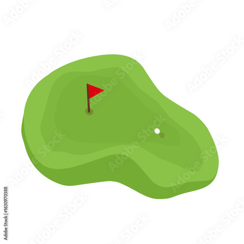 Golf course illustration. Illustration of a field with green grass. Flat design illustration of a field. Cartoon illustration of a golf course