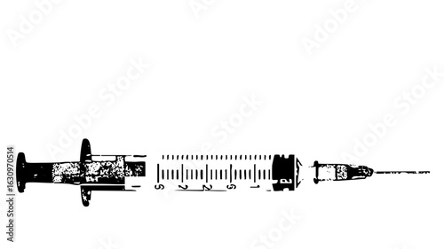 Vector Vintage medical syringe and ruler depicts healthcare measurement.