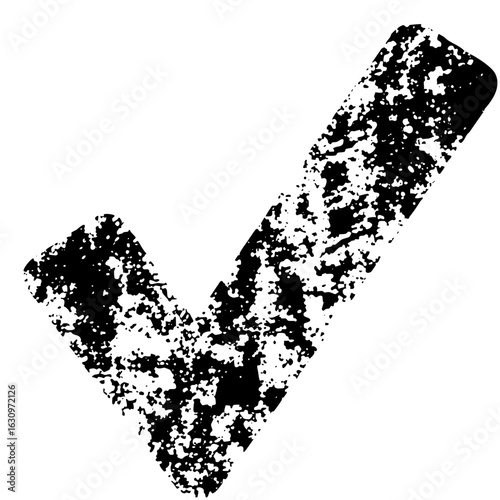Vector Distressed check mark signifies completion and validation.