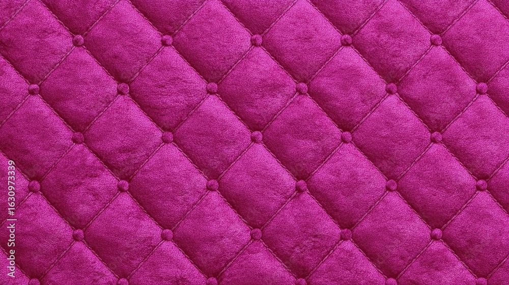 Fototapeta premium Deep magenta quilted fabric with diamond pattern and small, round buttons