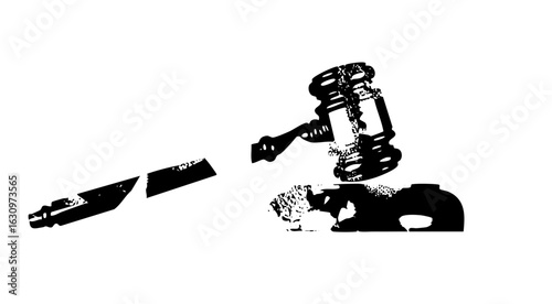 Vector Justice gavel strikes down a knife symbolizing legal consequences.
