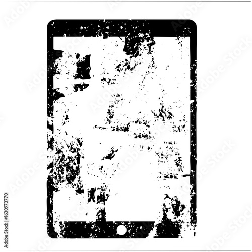Vector Distressed digital tablet with a worn texture.