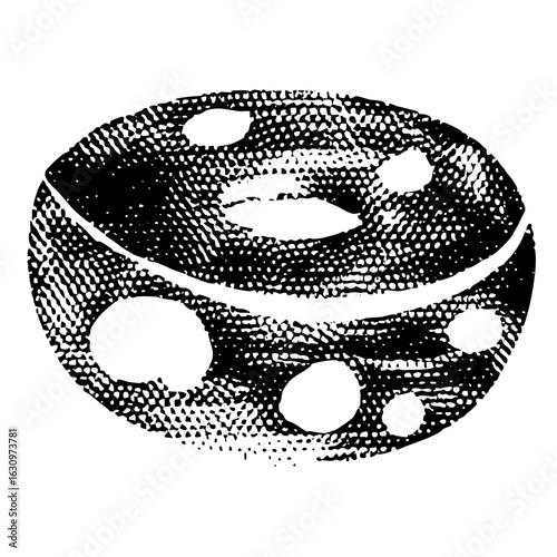 Vector Abstract knotted shape with circular cutouts detailed .