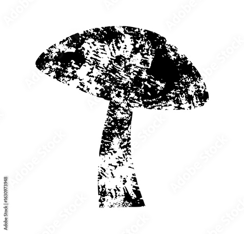 Vector Detailed mushroom with textured cap and stem.