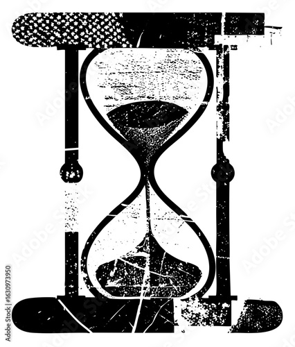 Vector Distressed hourglass depicts the passage of time.