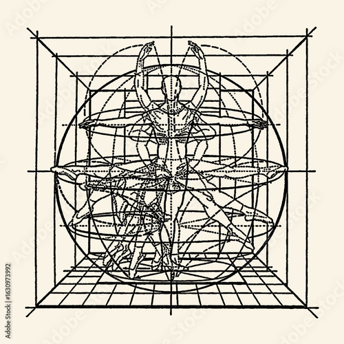 Vitruvian Man Geometric Study of Human Proportions.