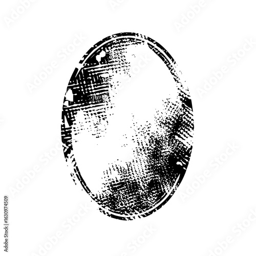 Vector Distressed oval frame with textured edges.