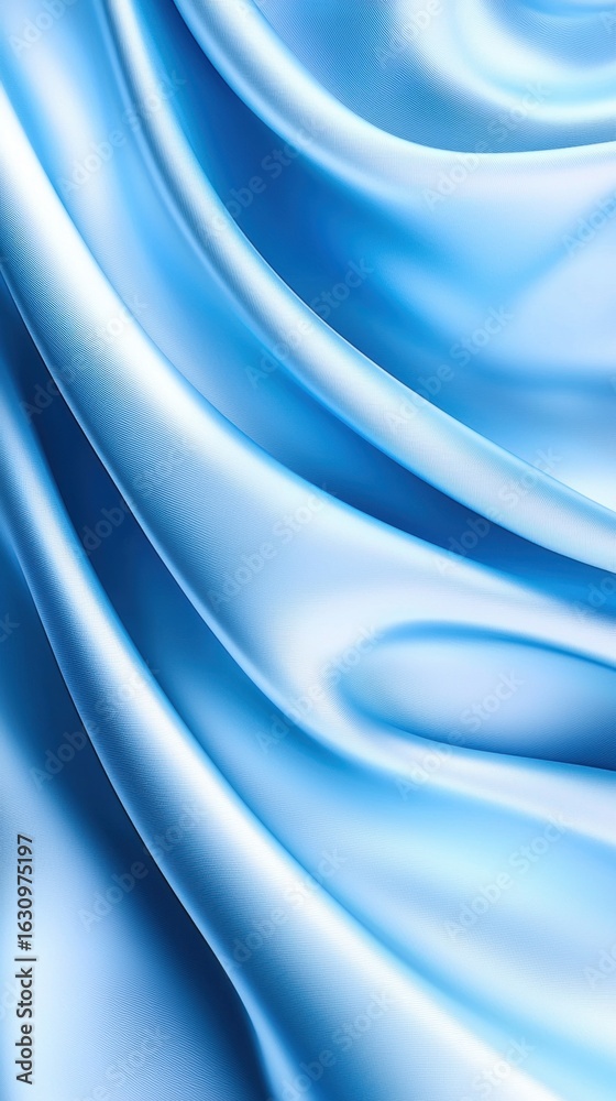 Obraz premium Smooth blue satin fabric draping elegantly
