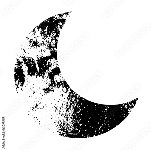 Vector Distressed moon with a textured grunge effect.