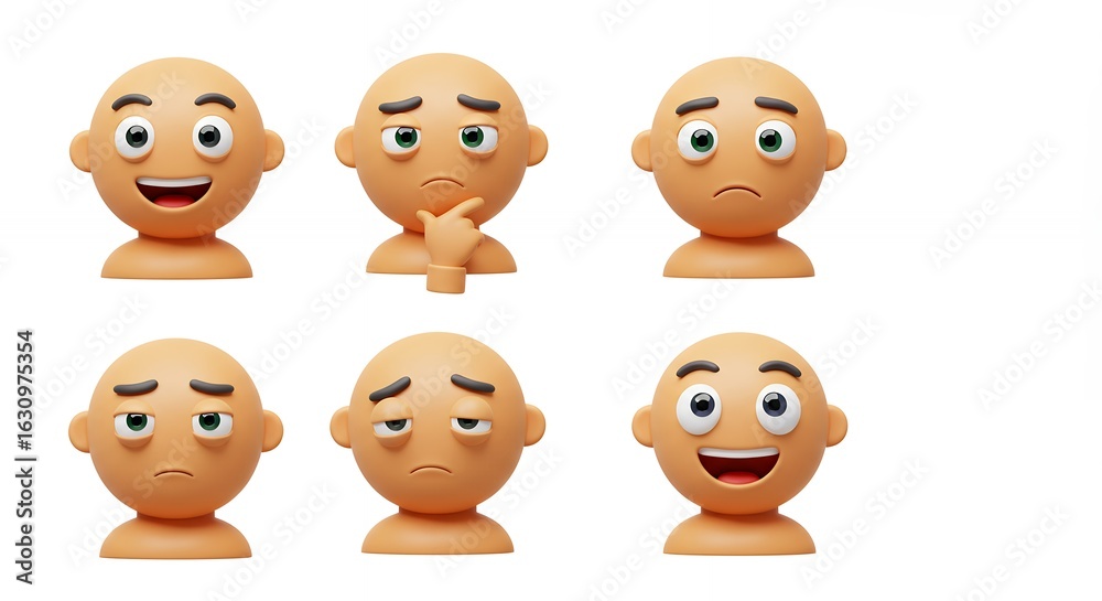 Cartoon human heads displaying different emotions Cartoon human heads displaying different emotions