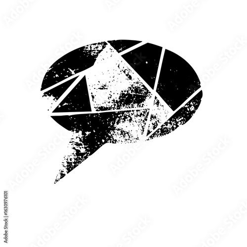 Vector Fragmented speech bubble with geometric shapes.