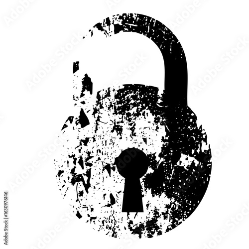 Vector Distressed padlock with keyhole.