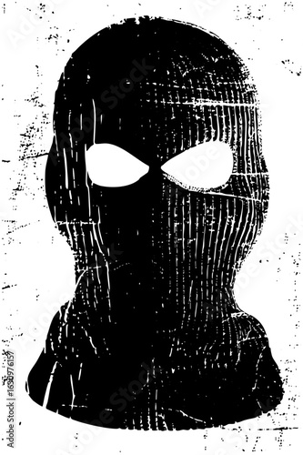 Vector Black knit ski mask with eye openings.
