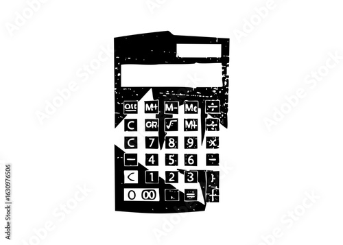 Vector Vintage calculator with detailed buttons and display.
