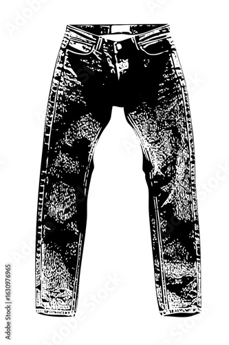 Vector Distressed denim jeans with ripped knees