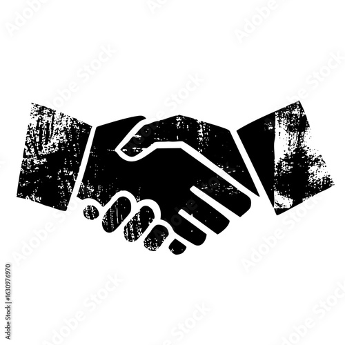Vector Distressed handshake conveys partnership and agreement.