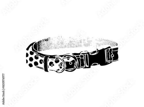 Vector Detailed of a patterned belt with a silver buckle.