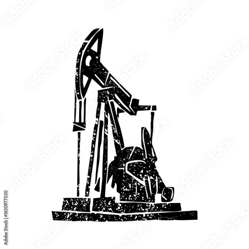 Vector Detailed vector of a pumping jack for oil extraction.