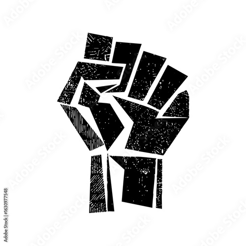 Vector Bold raised fist with textured fill.