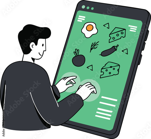 Meal Planner App Illustration Online Food Tracking Diet Nutrition