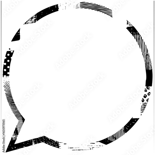 Vector Abstract circular frame with textured brushstroke elements.