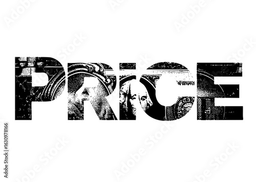 Vector Portrait Typography: PRICE spelled with a distinguished mans face.