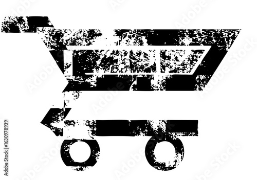 Vector Distressed black shopping cart .