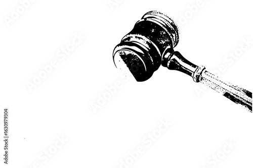Vector Detailed of a judicial gavel with a wooden handle.
