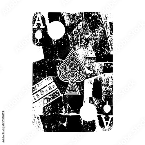 Vector Distressed Ace of Spades Playing Card
