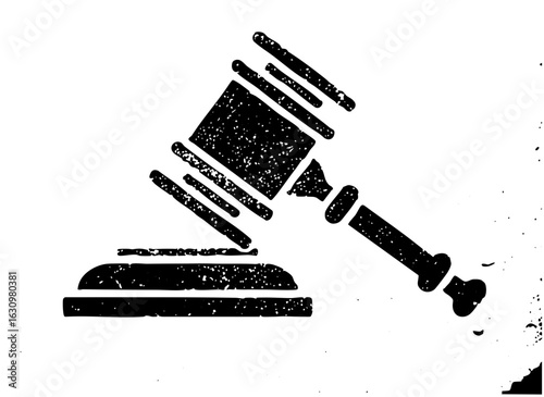 Vector Black gavel symbolizes justice and legal proceedings.