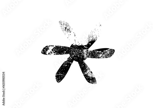 Vector Abstract propeller with distressed texture.