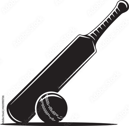 Cricket bat, ball and stump icons, Cricket icons silhouette vector illustration 