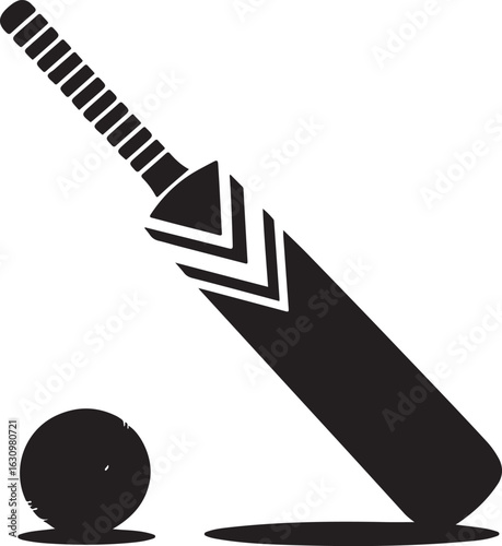 Cricket bat, ball and stump icons, Cricket icons silhouette vector illustration 