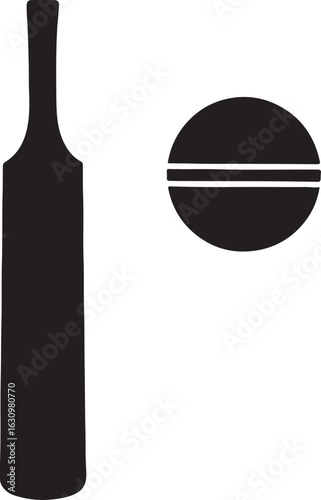 Cricket bat, ball and stump icons, Cricket icons silhouette vector illustration 