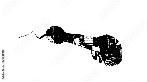 Vector Abstract mechanical elephant with trunk extended.