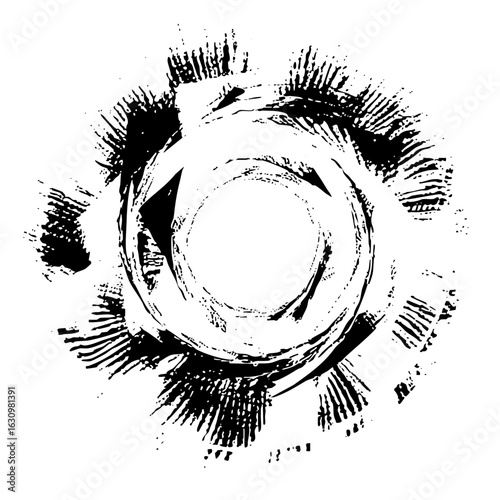 Vector Dynamic spiral with radiating brushstrokes.