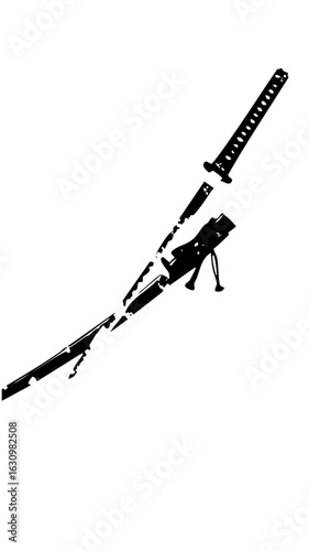 Vector Disassembled firearm depicts weapon components in a schematic style.