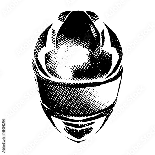 Vector Stylized helmet portrait with halftone effect.