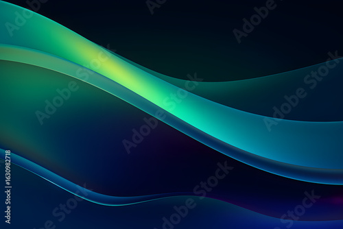 The close up of a glossy metal surface in cool blue and green colors with a soft focus. Generative AI AIG30.