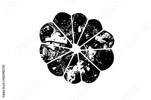 Vector Black citrus slice with textured segments