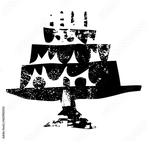 Vector Festive tiered cake with candles.